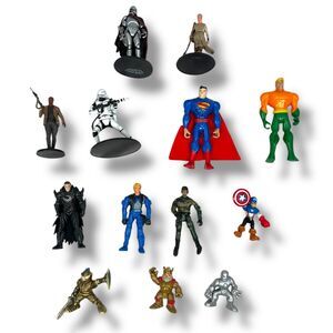 Action Figure Lot 13 Figures Superheroes Superman Star Wars Capt America Mixed